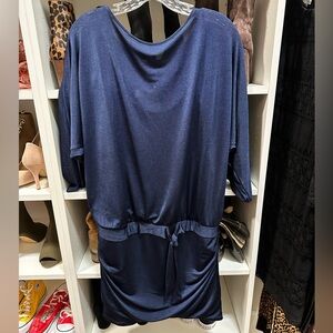 NWOT WHBM navy blue drape dress size M